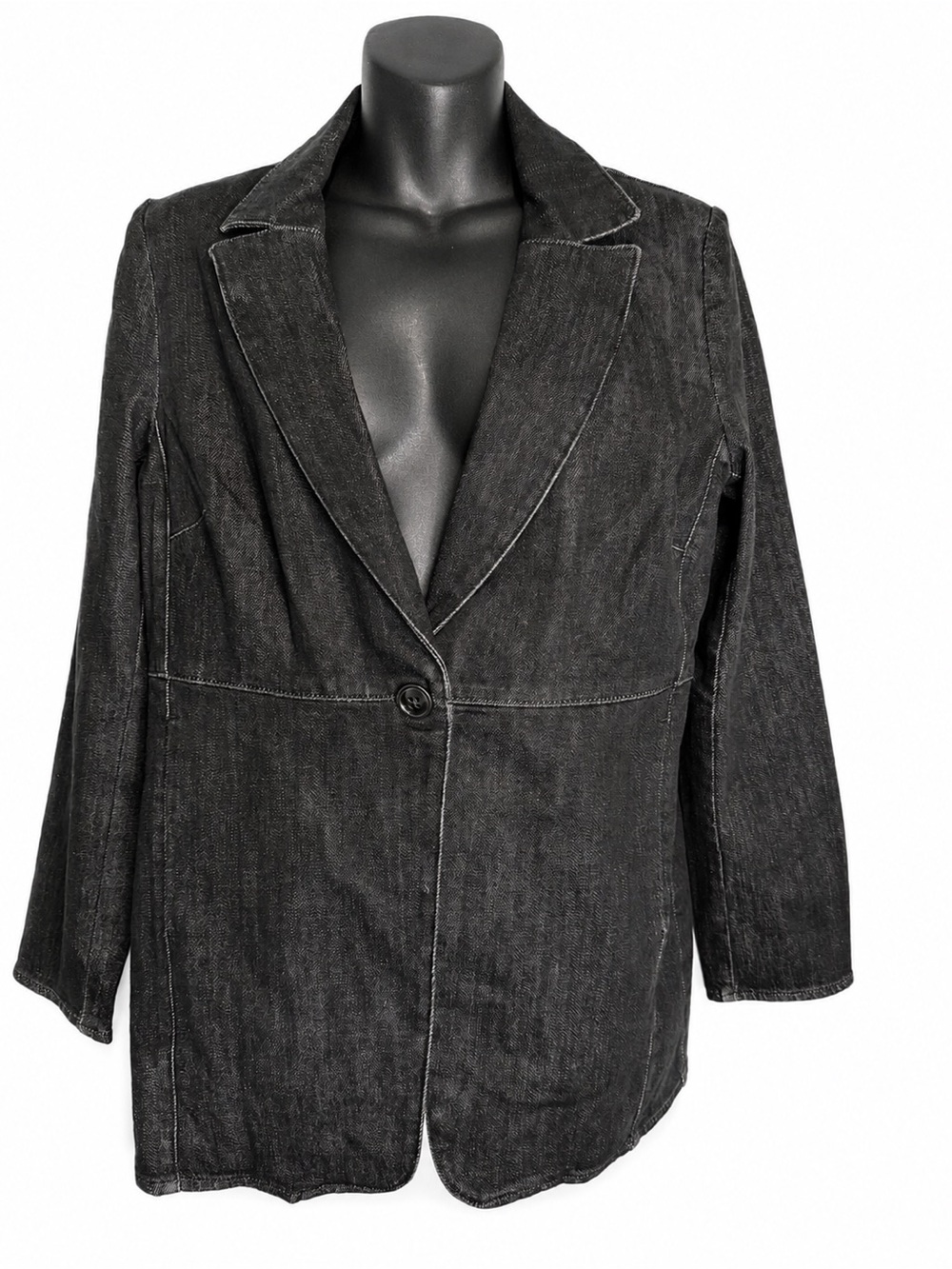 Chicos Blazer Size 1 US Medium 8 Black One Button Single Breasted